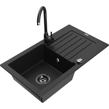 Mexen Pablo гранитна кухненска мивка с 1 камера и сушилник с кухненски кран