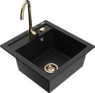 Mexen Vito гранитна мивка с 1 отделение с кухненски смесител Telma, черен - 6503-77-670200-50
