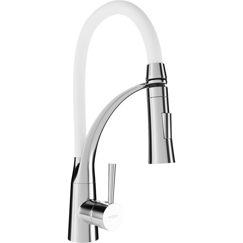 Mexen Aster кухненски смесител, хром/бял - 73450-02