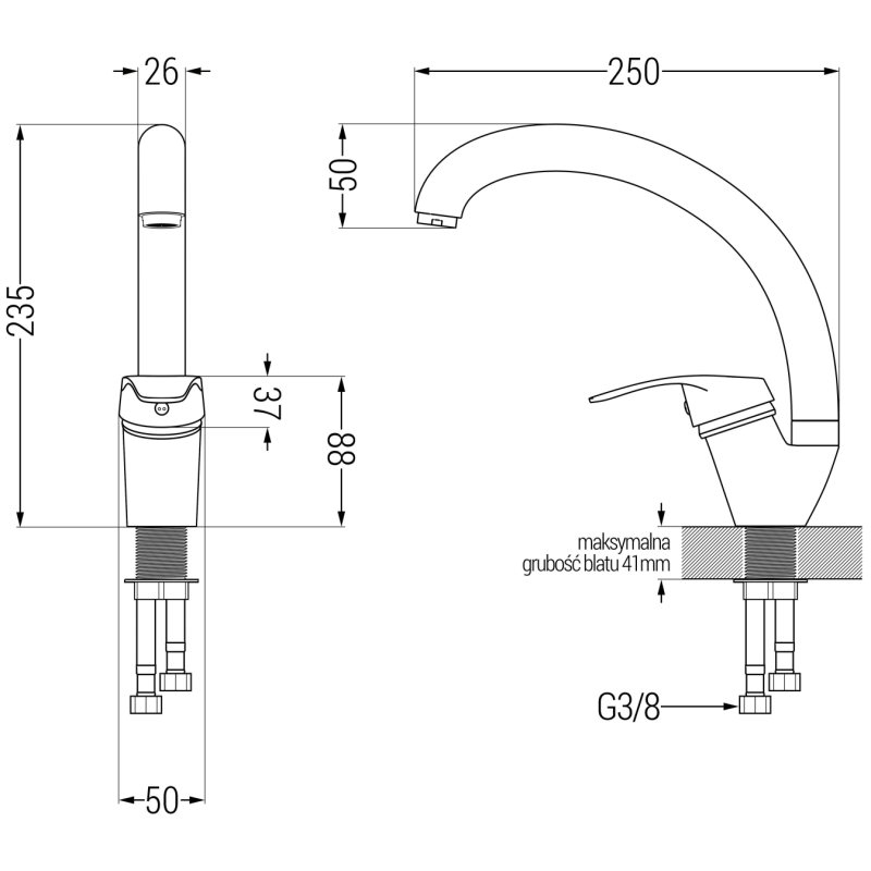 Mexen Rosa кухненски смесител, хром - 670800-00