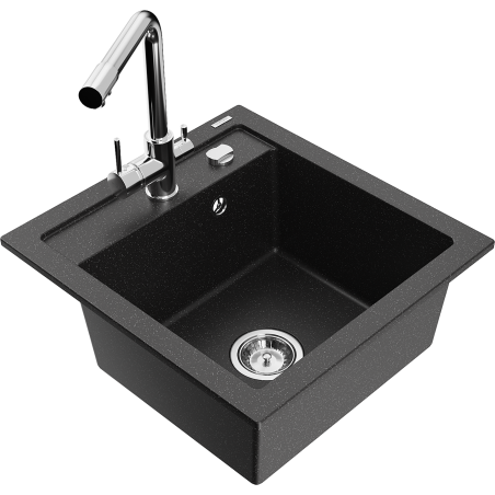 Mexen Vito гранитна кухненска мивка с 1 отделение с кухненски смесител Duero,