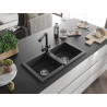 Mexen Mario гранитна мивка с 2 кухни с кухненски смесител Duero, черна