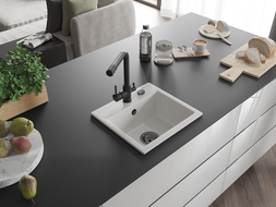 Mexen Milo гранитна кухненска мивка с 1 отделение и кухненски смесител Duero,