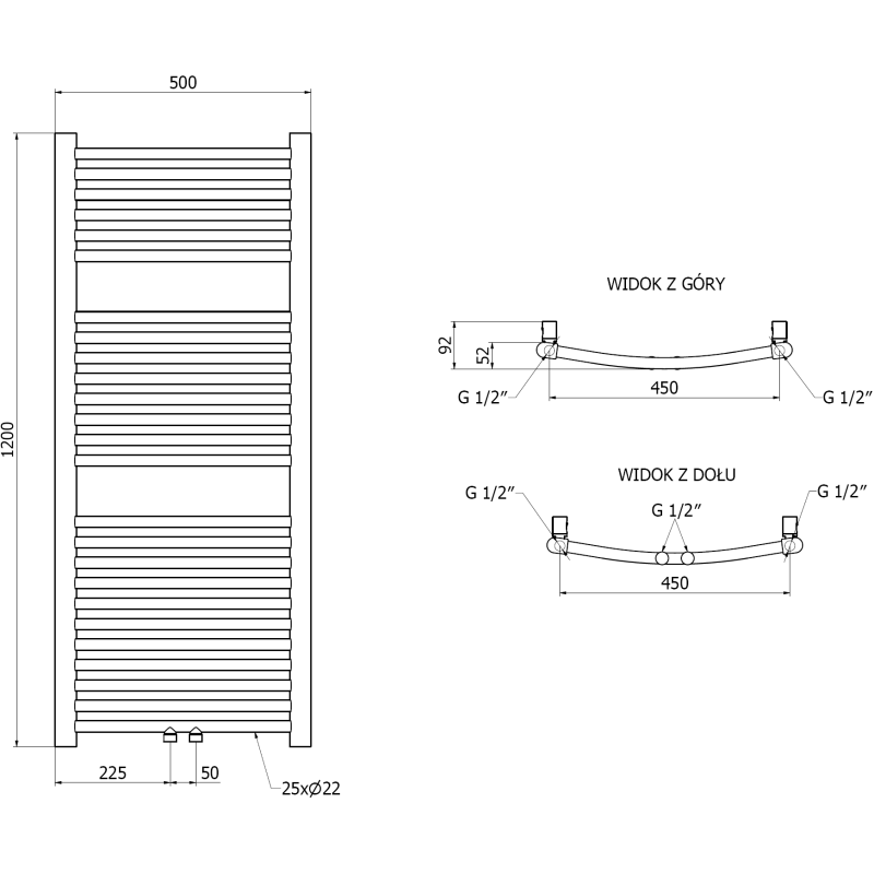 Mexen Ares радиатор за баня 1200 x 500 mm, 420 W, златен - W102-1200-500-00-50