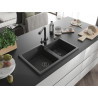 Mexen Tomas гранитна мивка за кухня 2-камерна с кухненски смесител Duero,