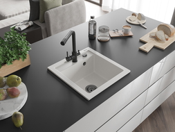 Mexen Vito гранитна кухненска мивка с 1 отделение и кухненски смесител Duero,