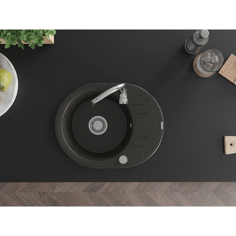 Mexen Kevin гранитна мивка с едно корито с отцедник и кухненски смесител