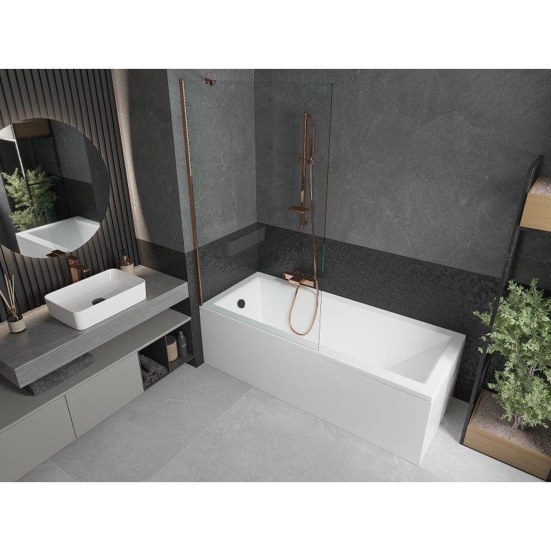 Mexen Next душ-параван 1-крилен 90 x 150 см, прозрачен, розово злато
