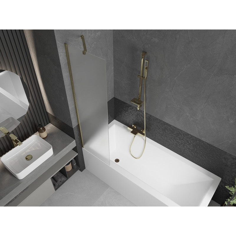 Mexen Next екран за вана 1-крилен 50 x 150 см, матов, златен - 895-050-000-00-30-50