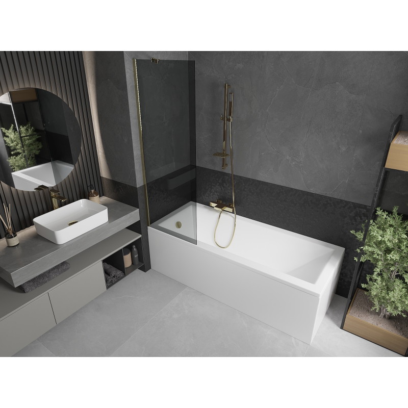 Mexen Next душ параван 1-крилен 60 x 150 cm, графит, златно - 895-060-000-00-40-50