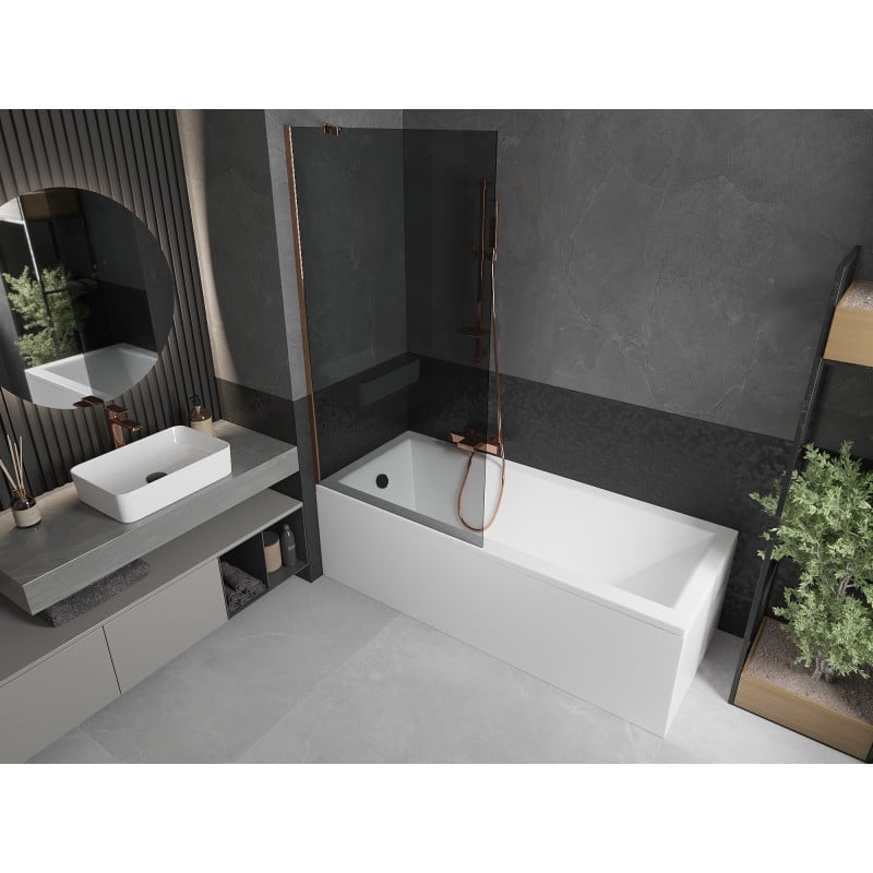 Mexen Next душ параван 1-крил, 90 x 150 см, графит, розово злато - 895-090-000-00-40-60